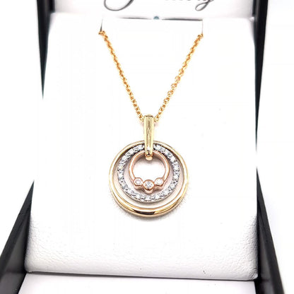 9ct Multi-Coloured Gold Pendant with Australian Argyle Pink Diamonds
