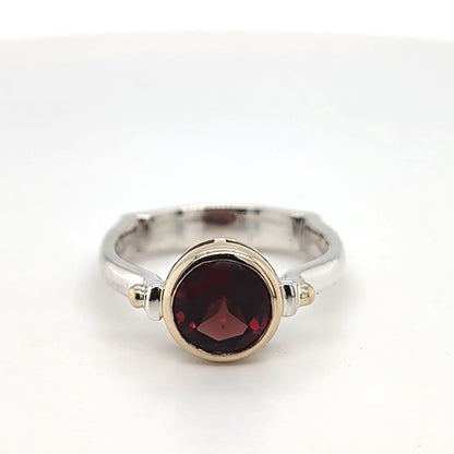 Garnet Ring in Yellow Gold Setting