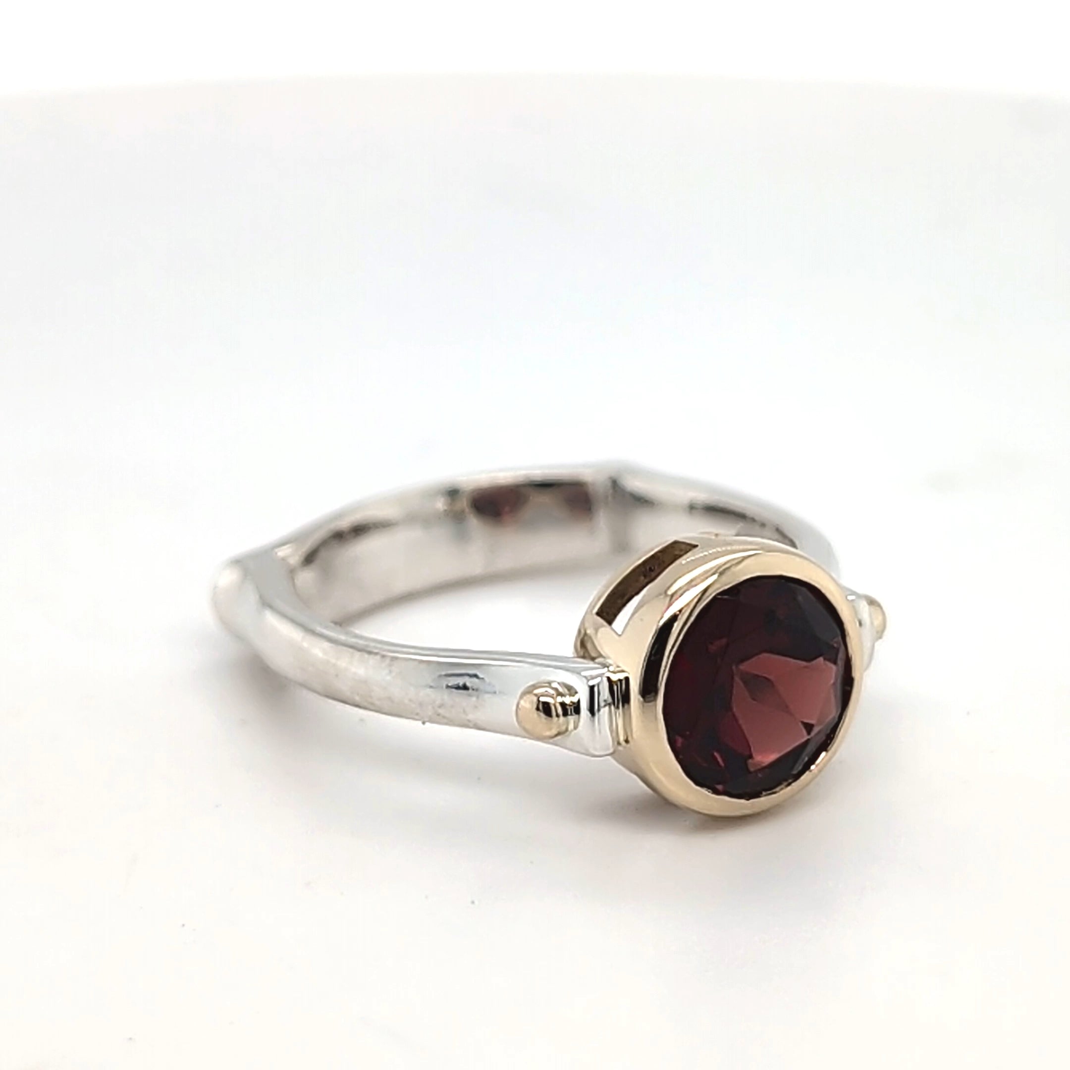 Garnet Ring in Yellow Gold Setting