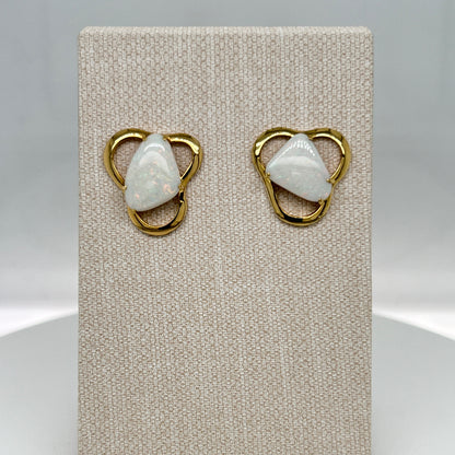 18ct Yellow Gold Opal Earrings