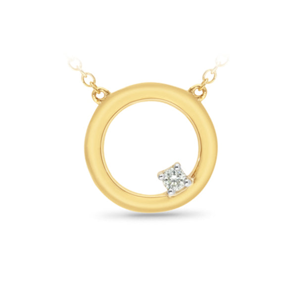 9ct Yellow Gold Diamond Circle Pendant with Chain