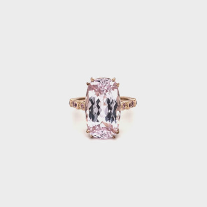 PINK KUNZITE & SAPPHIRE ROSE GOLD RING