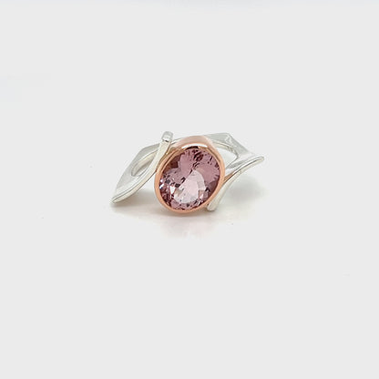 9ct Rose Gold & Platinum Mix Silver Morganite Ring