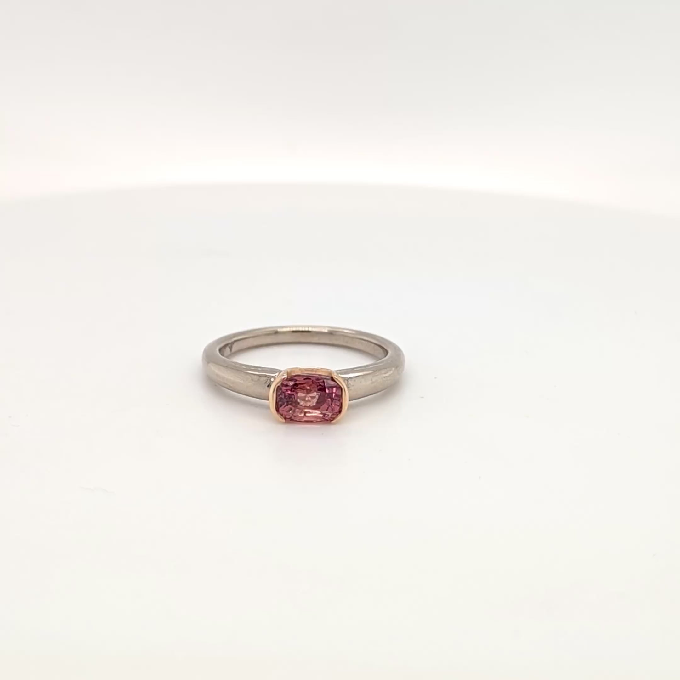 18ct White and Yellow Gold Orange Sapphire Ring
