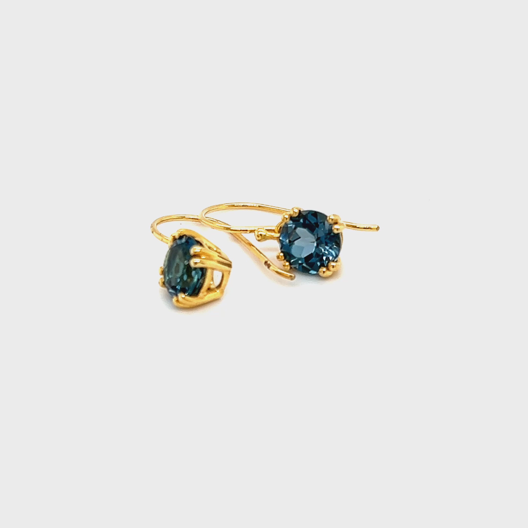 9ct Yellow Gold Earrings Featuring London Blue Topaz