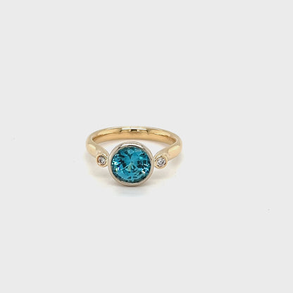 9ct Yellow & White Gold Zircon Ring