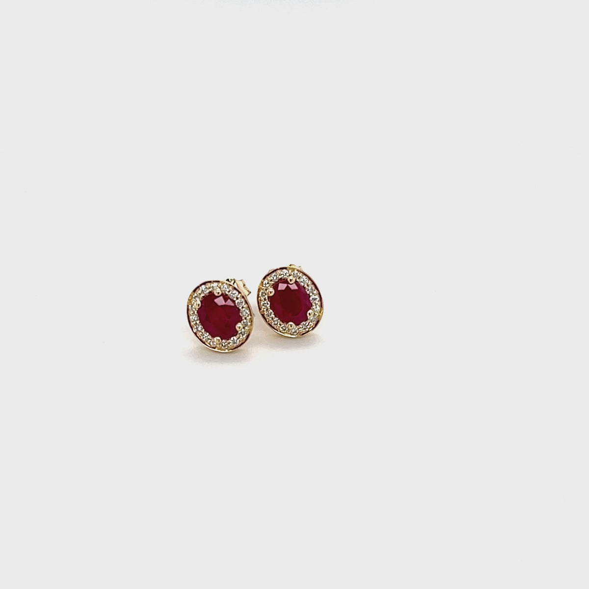 Load video: 9ct Yellow Gold Ruby and Diamond Earrings