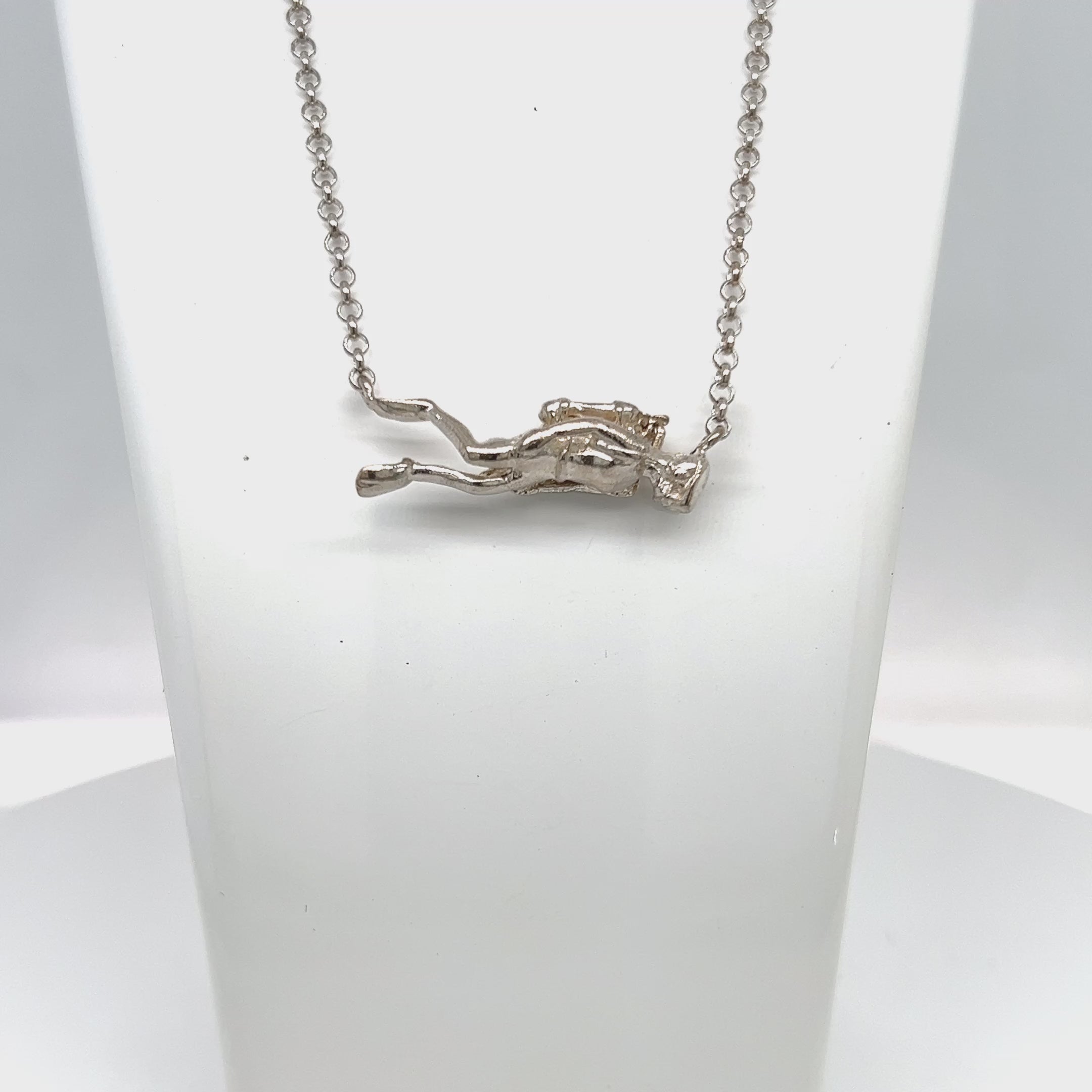 HANDMADE STERLING SILVER SCUBADIVER PENDANT