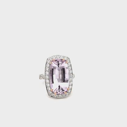 PINK TOPAZ AND DIAMOND WHITE GOLD RING