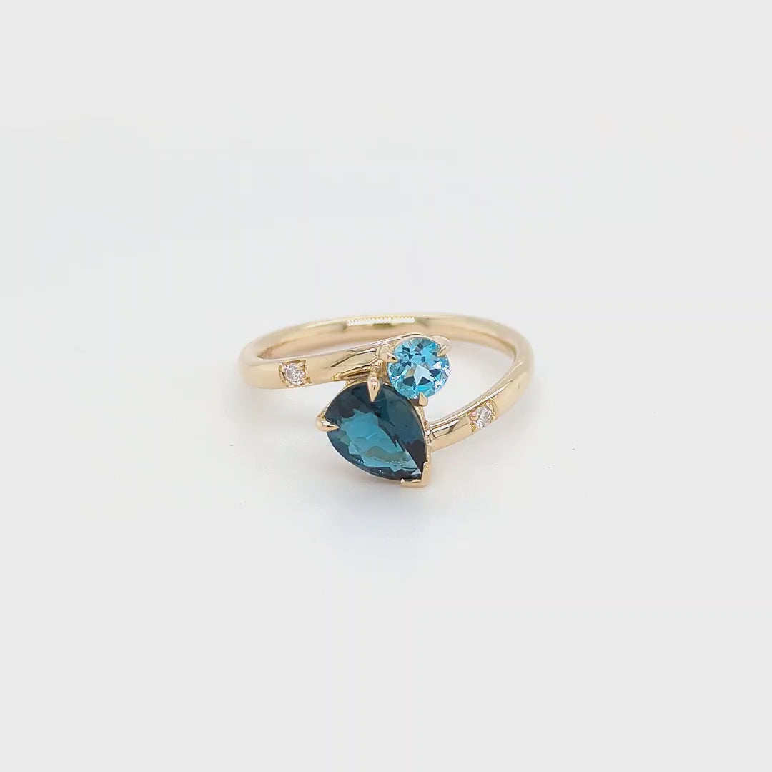 Load video: LONDON BLUE TOPAZ, BLUE TOPAZ &amp; DIAMOND RING