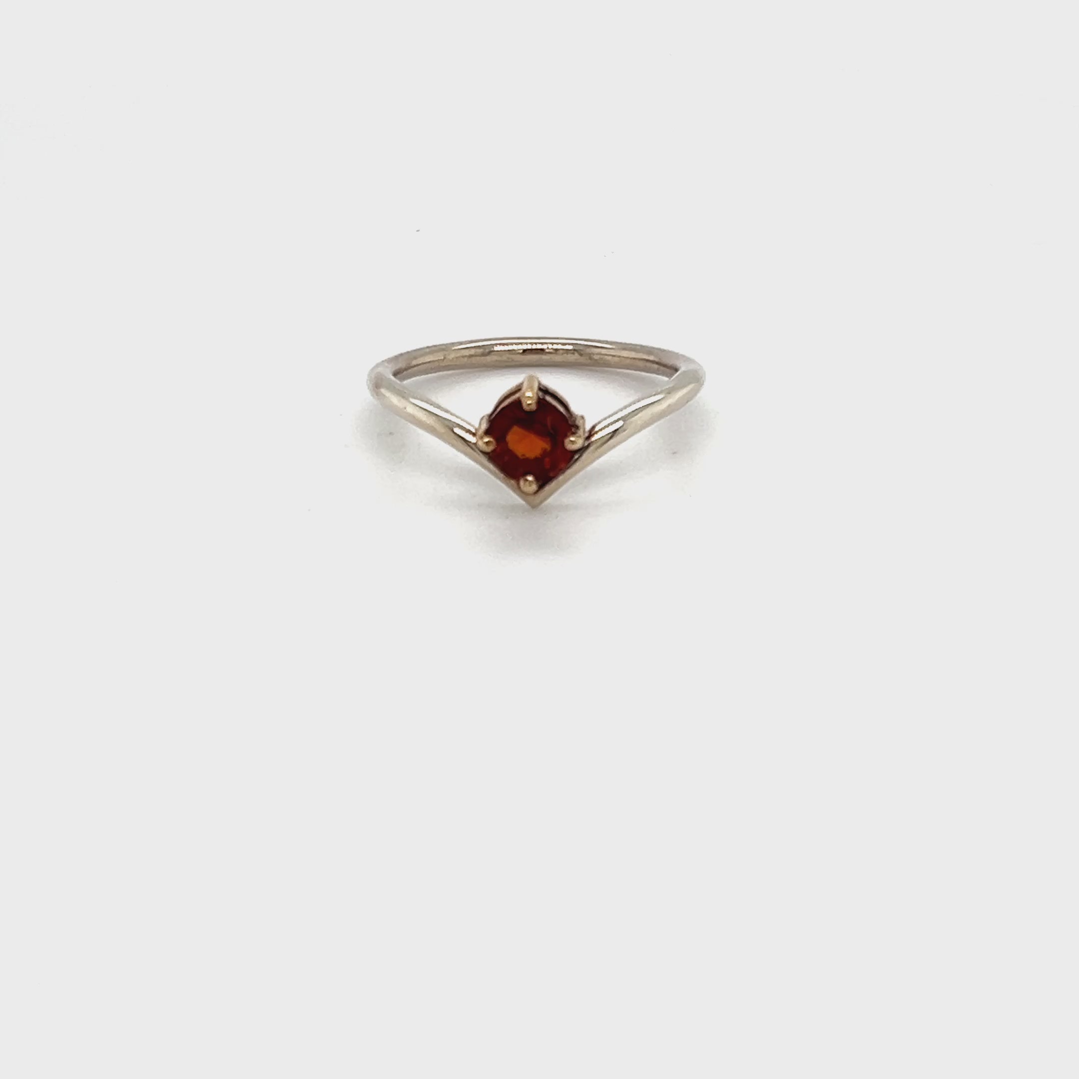 SILVER PLATINUM & YELLOW GOLD SPESSARTITE GARNET RING