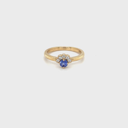 9ct Yellow Gold Tanzanite & Diamond Ring