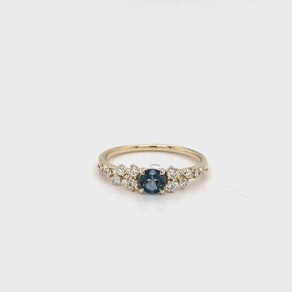 9ct Yellow Gold London Blue Topaz & Diamond Ring