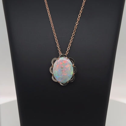 18ct White Gold Opal Pendant