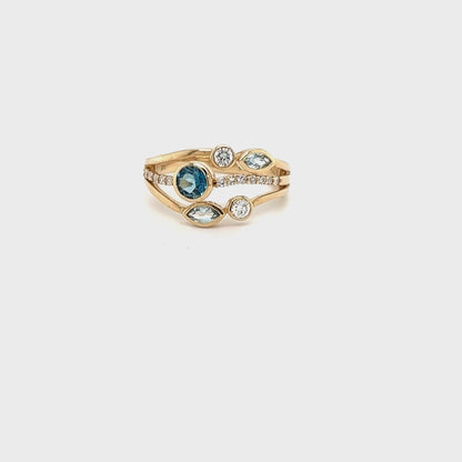 9ct Yellow Gold Blue Topaz Ring