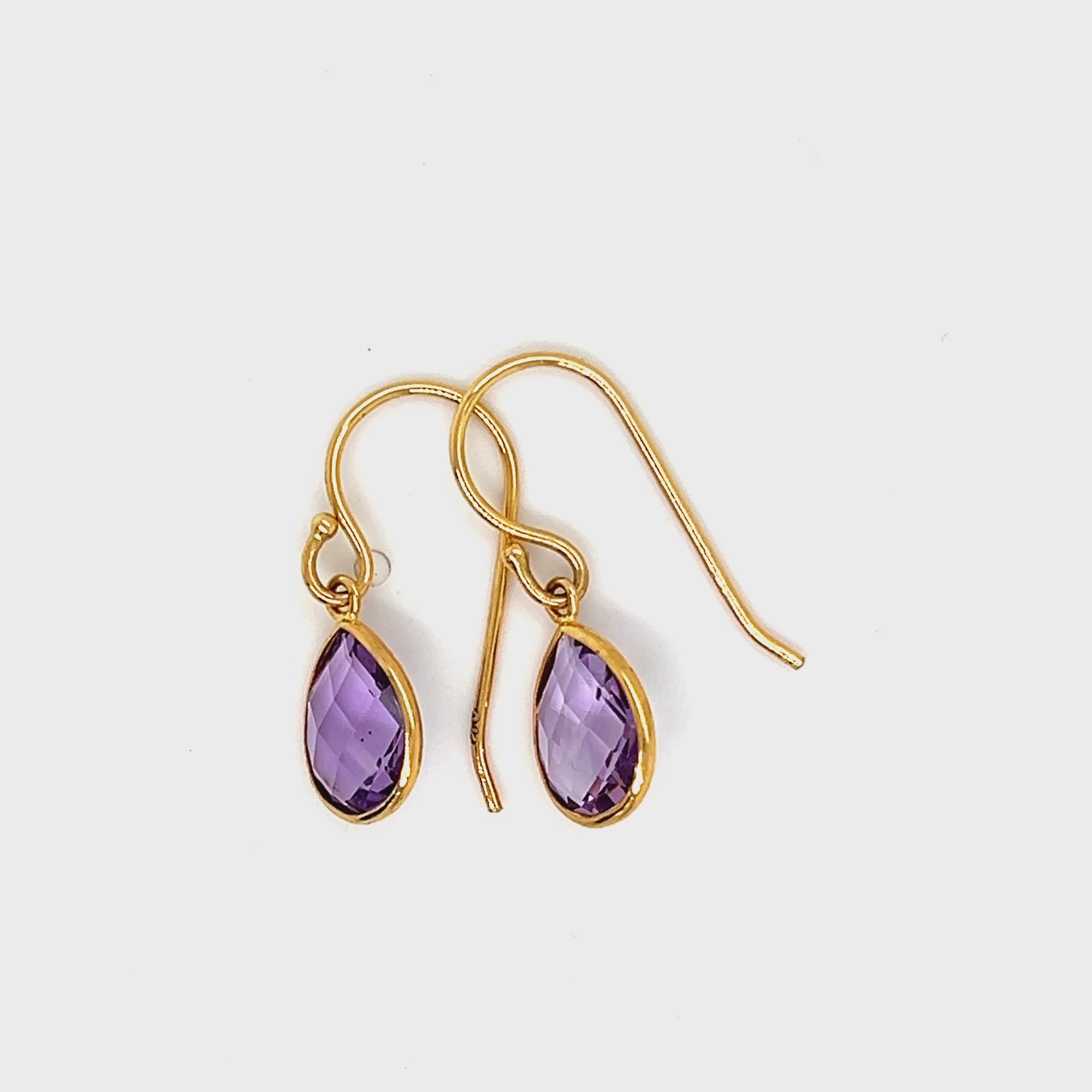 9ct Yellow Gold Amethyst Earrings