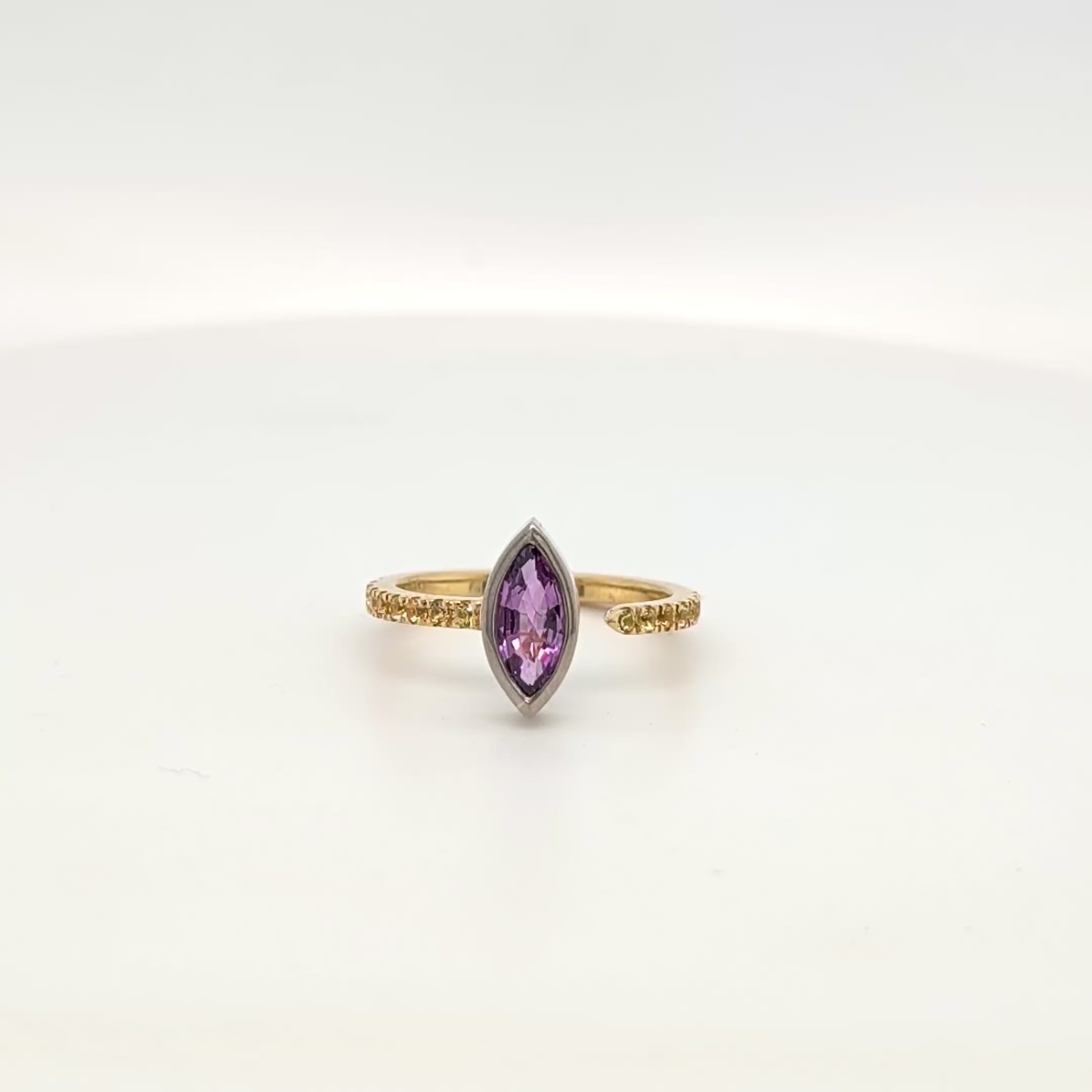 18ct Yellow and White Gold Purple Sapphire Ring