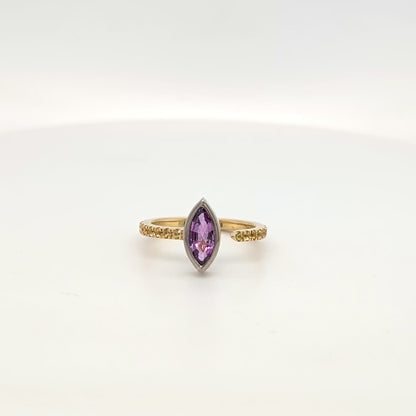 18ct Yellow and White Gold Purple Sapphire Ring