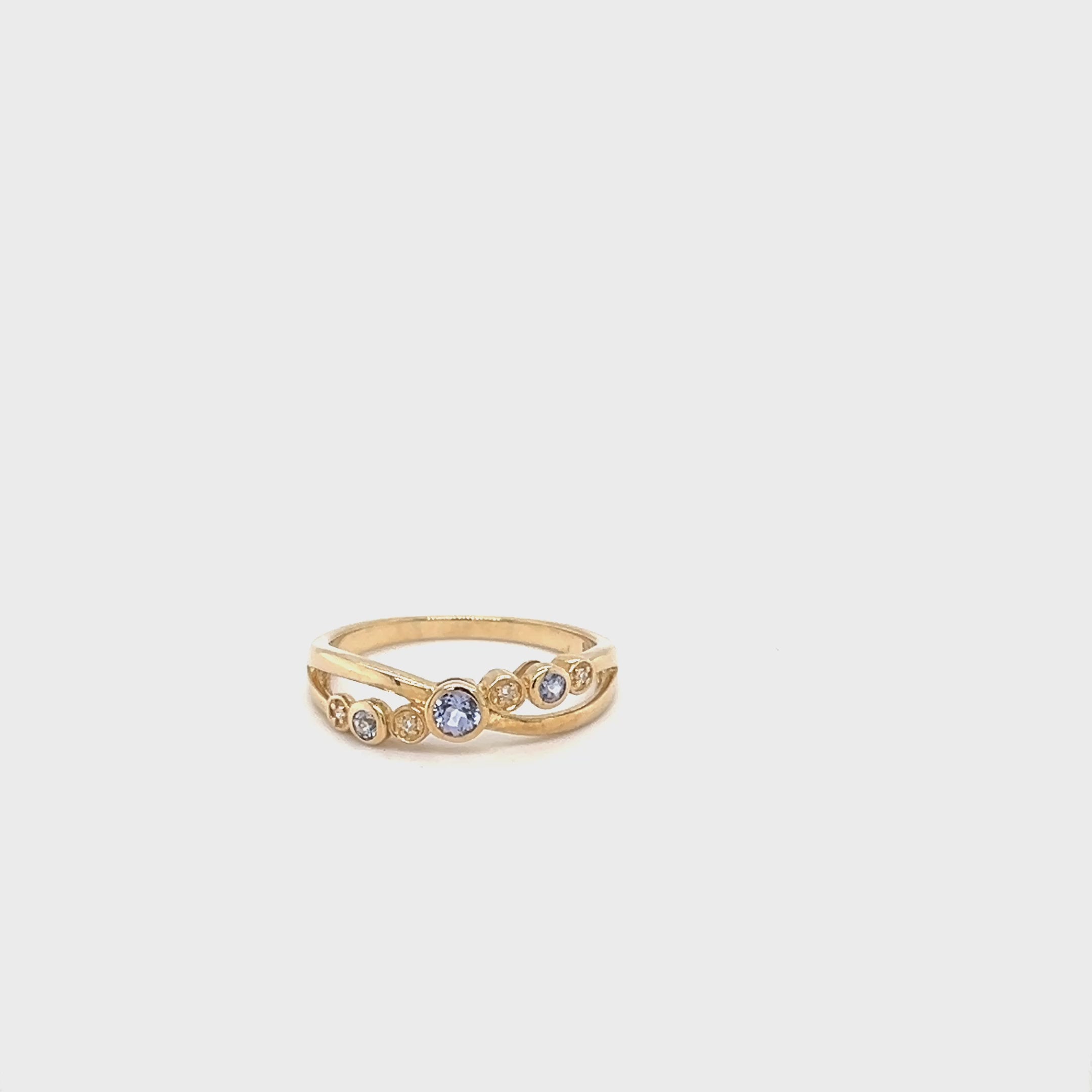 Load video: 9ct Yellow Gold Tanzanite Ring