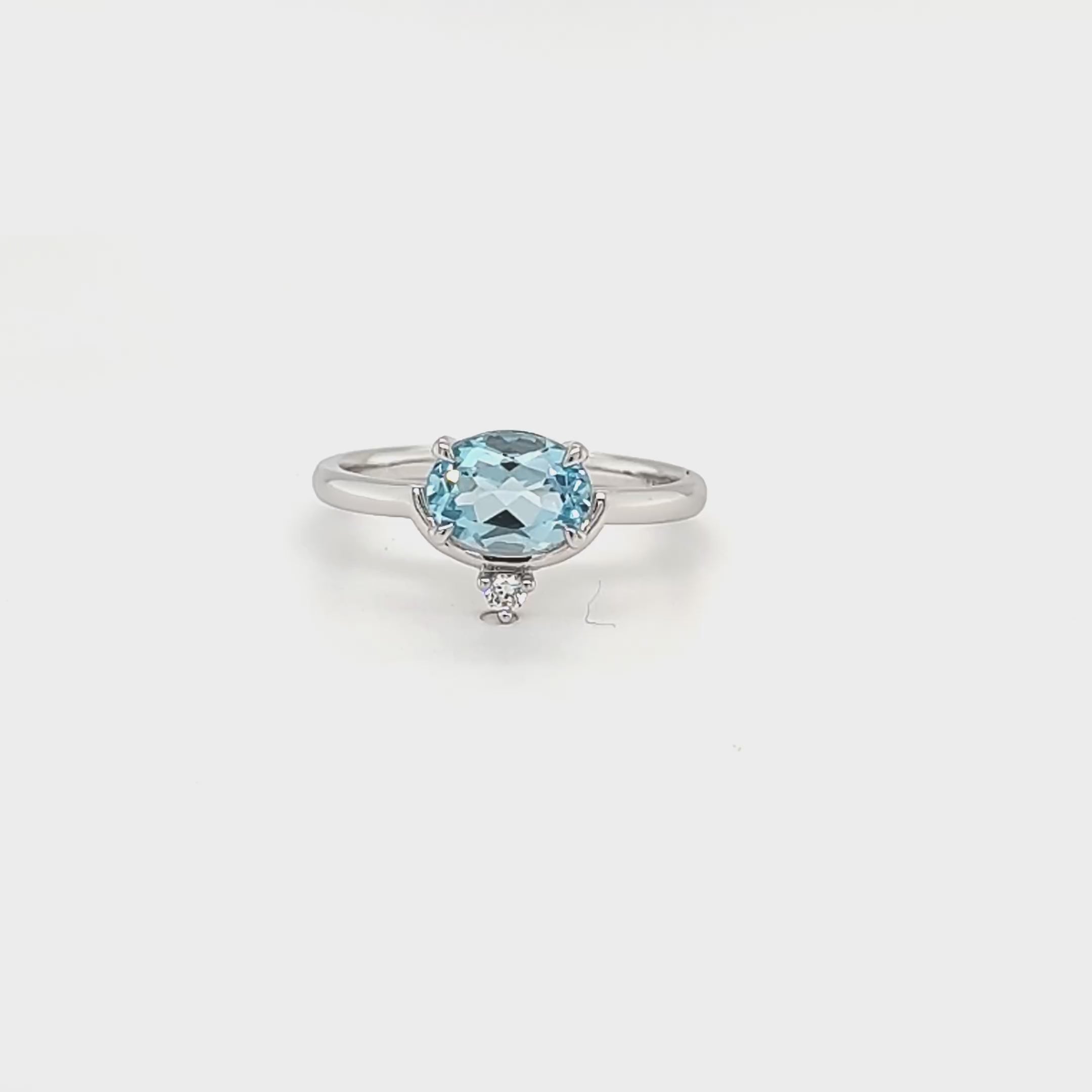 9ct White Gold Blue Topaz & Lab-Grown Diamond Ring