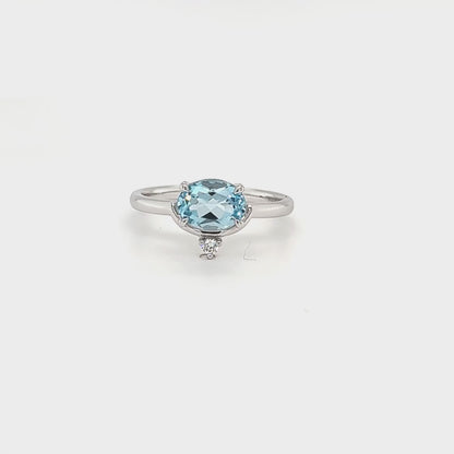 9ct White Gold Blue Topaz & Lab-Grown Diamond Ring