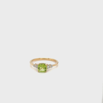 9ct Yellow Gold Peridot Diamond Ring