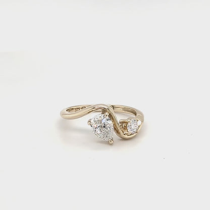 9ct Yellow Gold Sculptural Crossover Lab Grown Diamond Ring