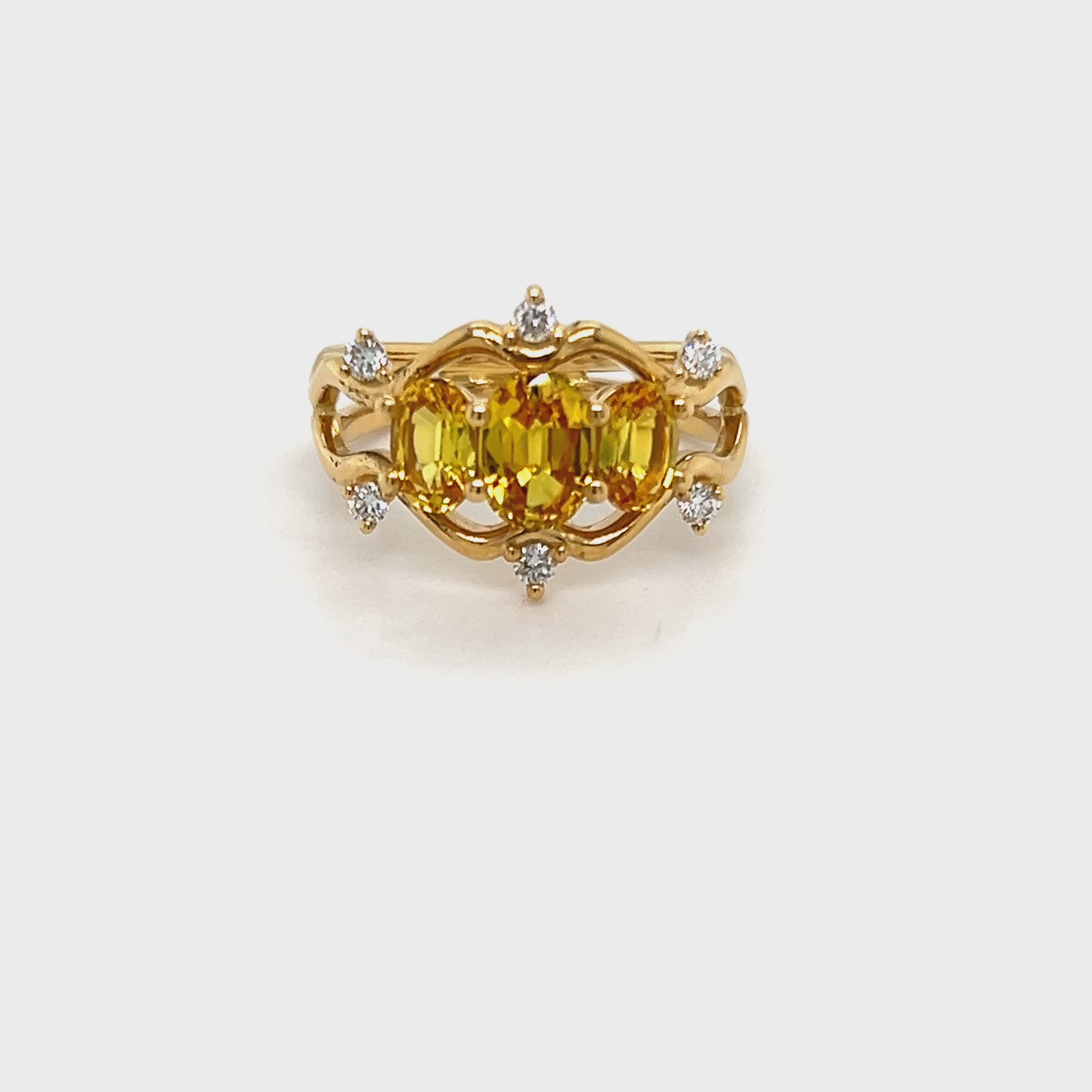 18ct Yellow Gold Yellow Sapphire & Diamond Ring