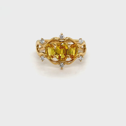 18ct Yellow Gold Yellow Sapphire & Diamond Ring