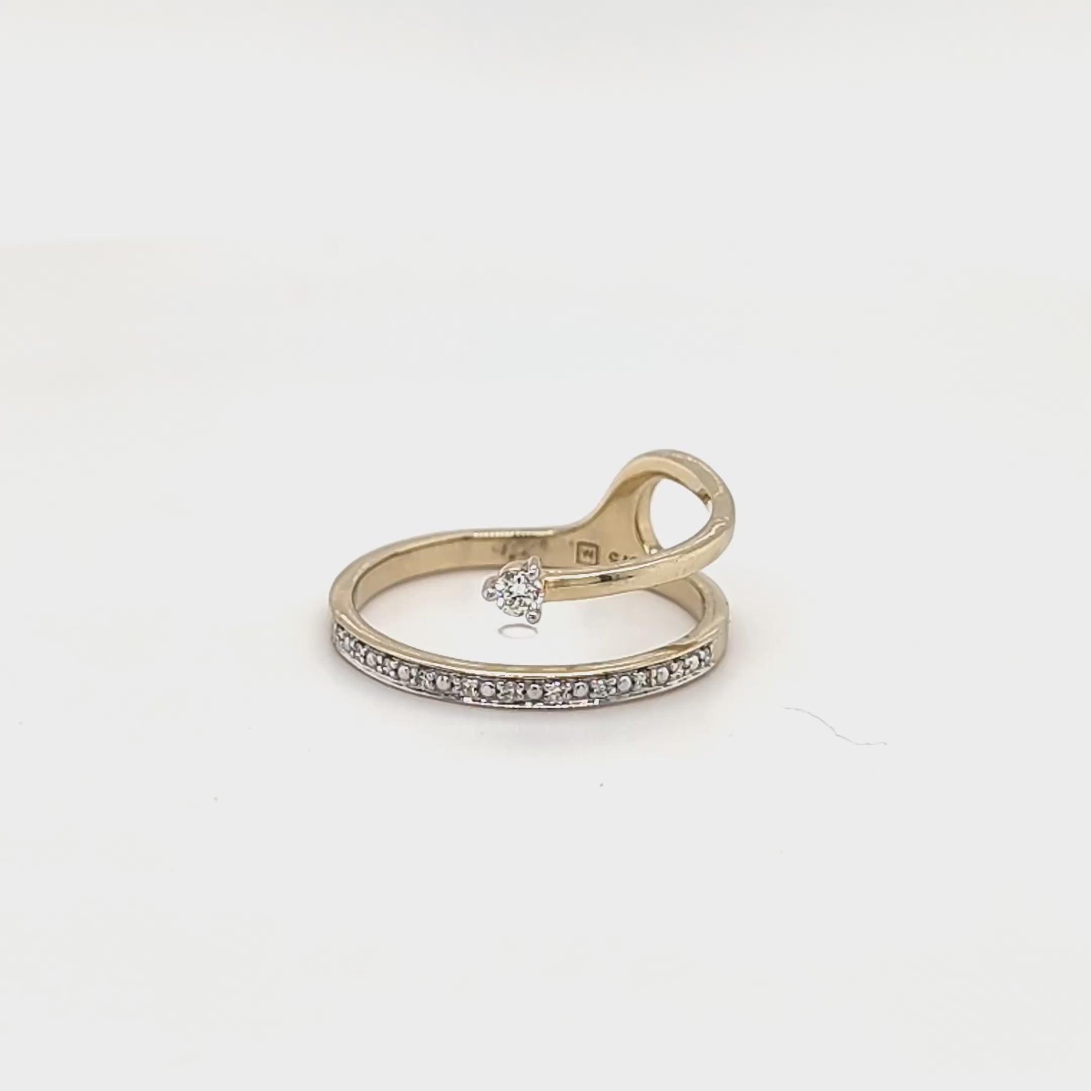 9ct Yellow Gold Crossover Diamond Ring