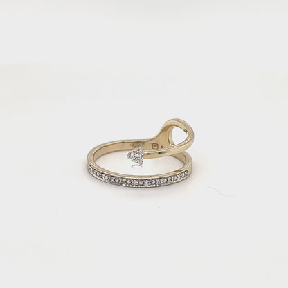 9ct Yellow Gold Crossover Diamond Ring