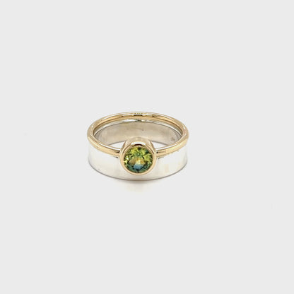 9ct Yellow Gold & Platinum Mix Silver Australian Parti Sapphire Ring