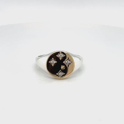 9CT Yellow Gold & Sterling Silver Gents Ring