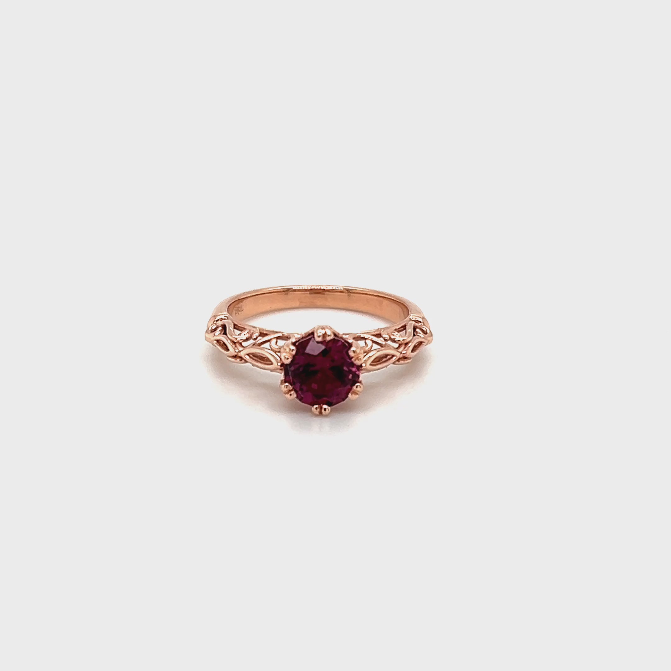 9ct Rose Gold Rhodolite Garnet Ring