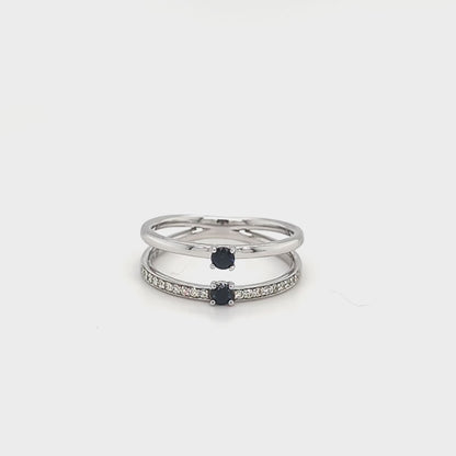 9ct White Gold Sapphire & Diamond Ring