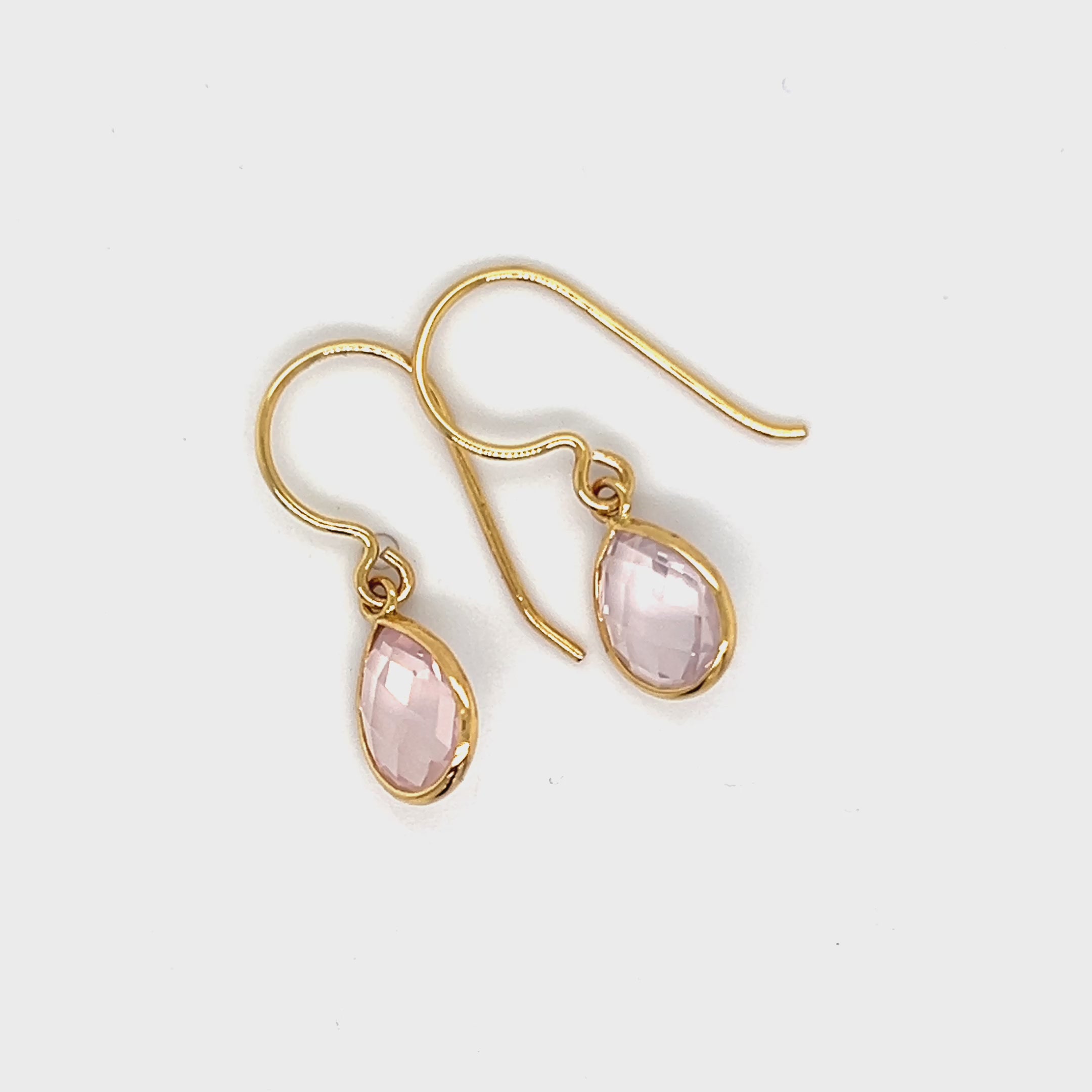 9ct Yellow Gold Rose Quartz Earrings