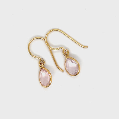 9ct Yellow Gold Rose Quartz Earrings