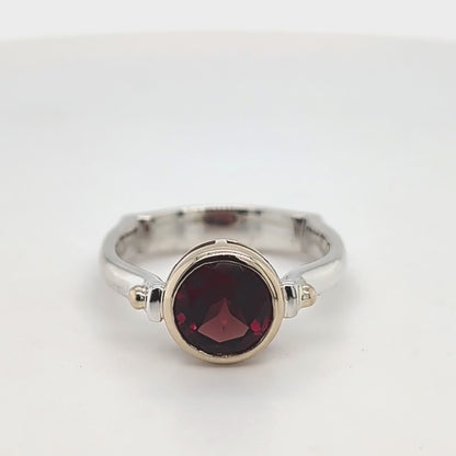 Garnet Ring in Yellow Gold Setting