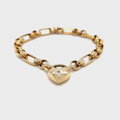 9ct Yellow Gold Heart Bracelet