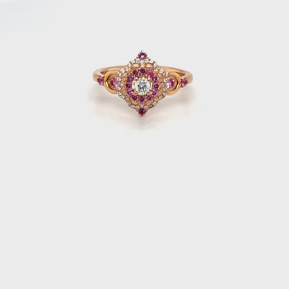 Pink Sapphire and Diamond Ring