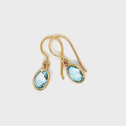 9ct Yellow Gold Sky Blue Topaz Earrings