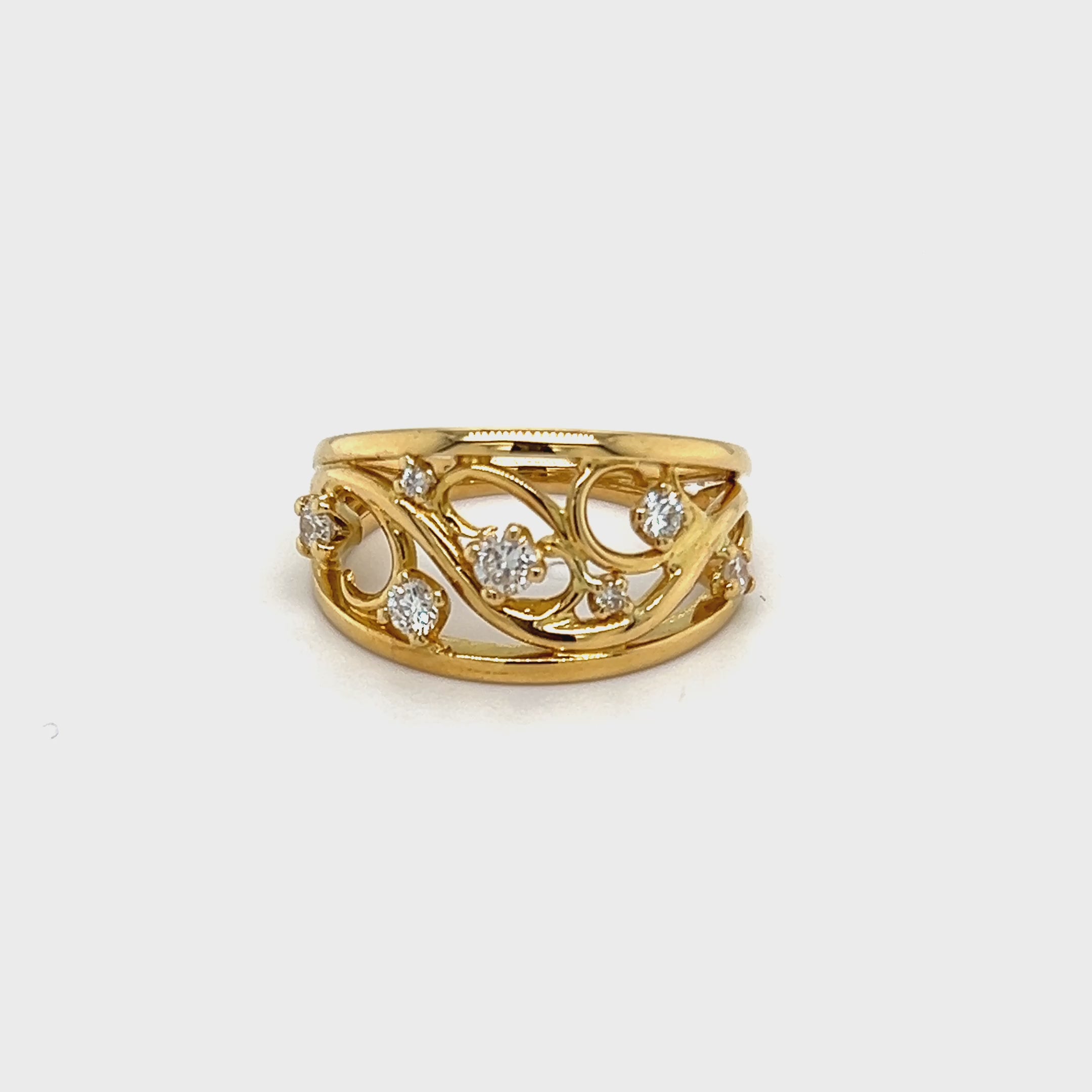 18ct Yellow Gold Handmade Diamond Ring