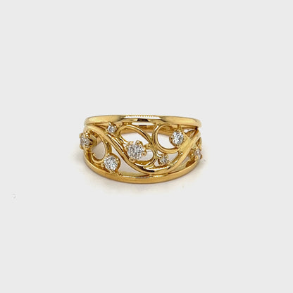 18ct Yellow Gold Handmade Diamond Ring
