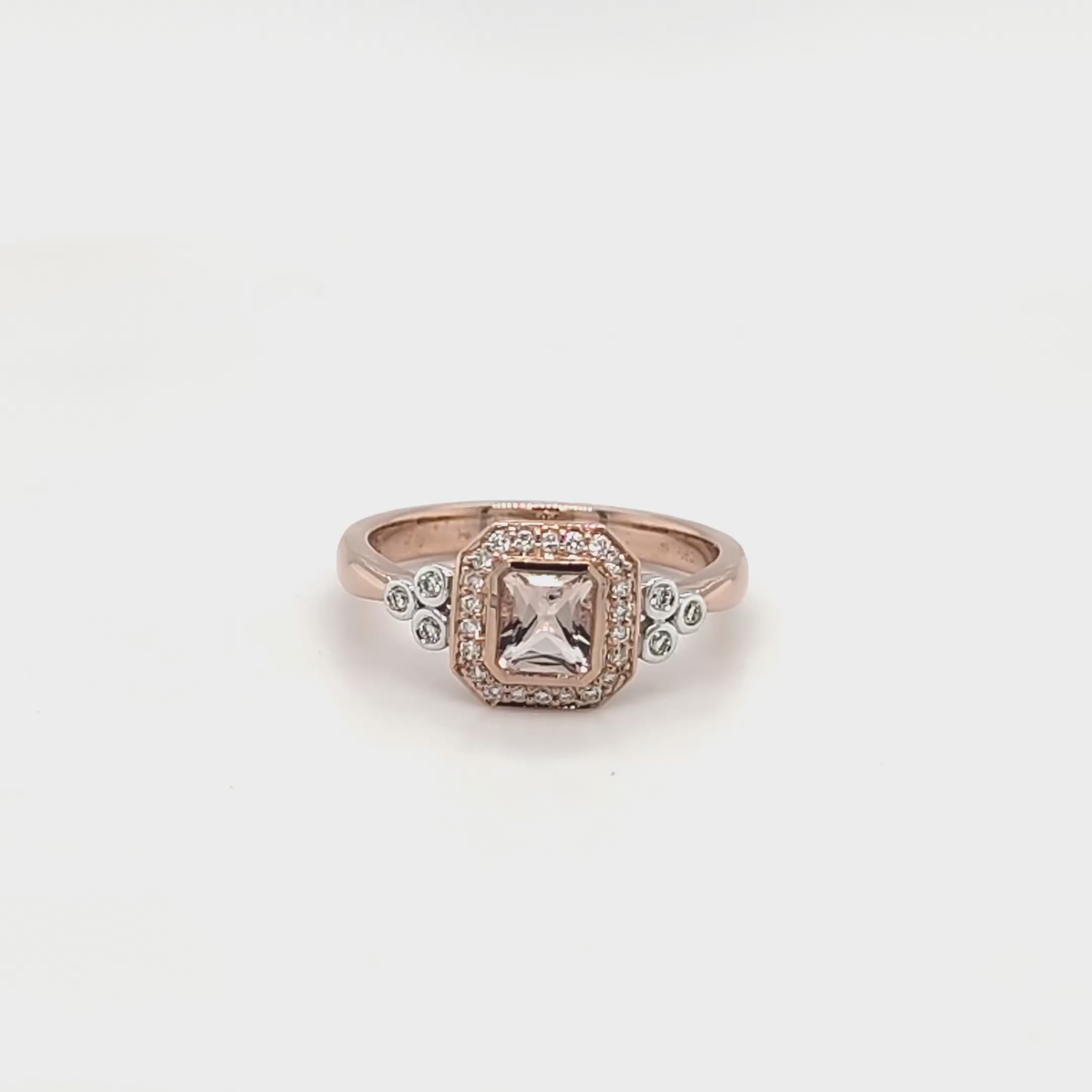 9ct Rose Gold Morganite & Diamond Ring
