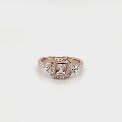 9ct Rose Gold Morganite & Diamond Ring