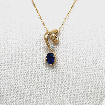 Blue Sapphire and Diamond Pendant