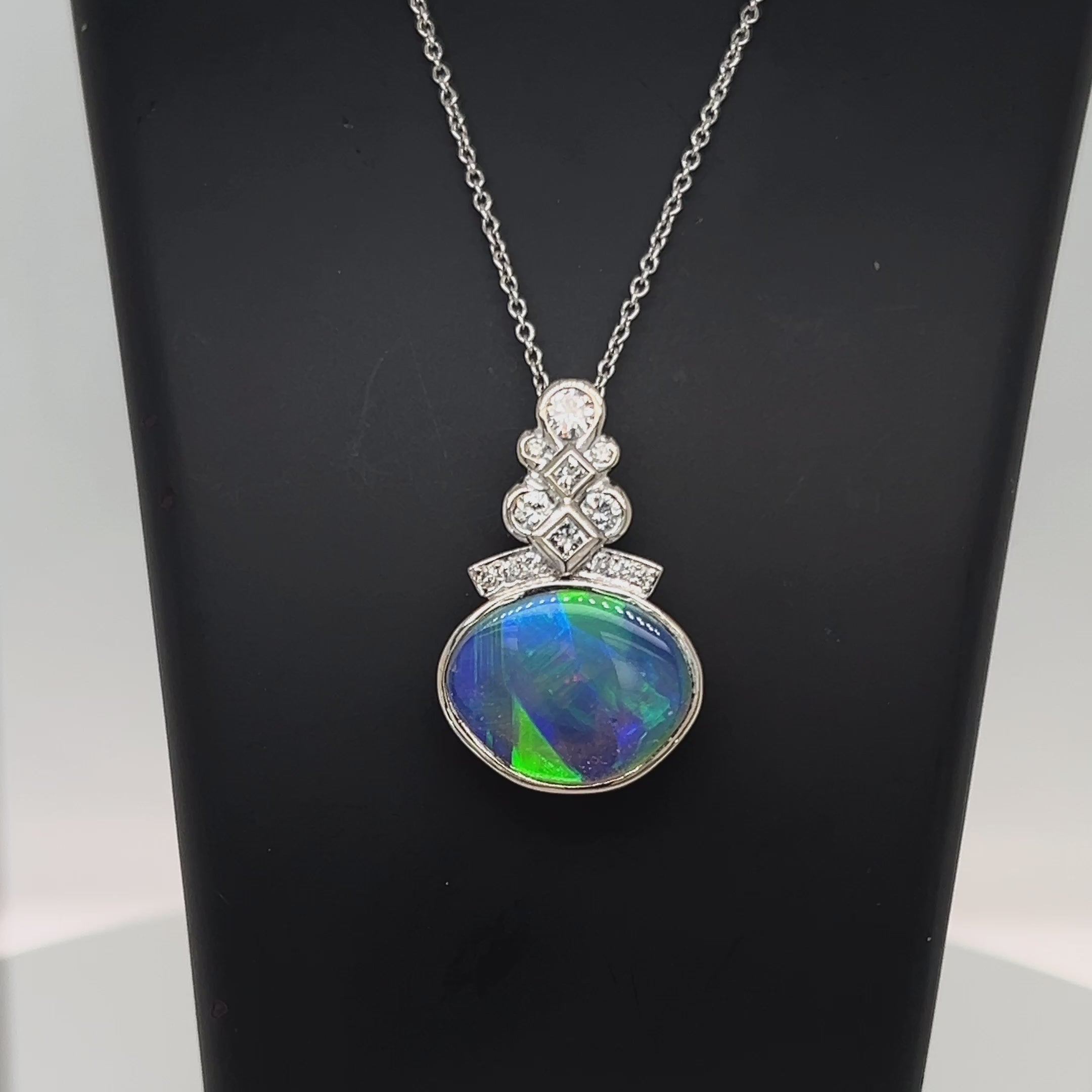 18ct Gold Australian Opal & Diamond Pendant