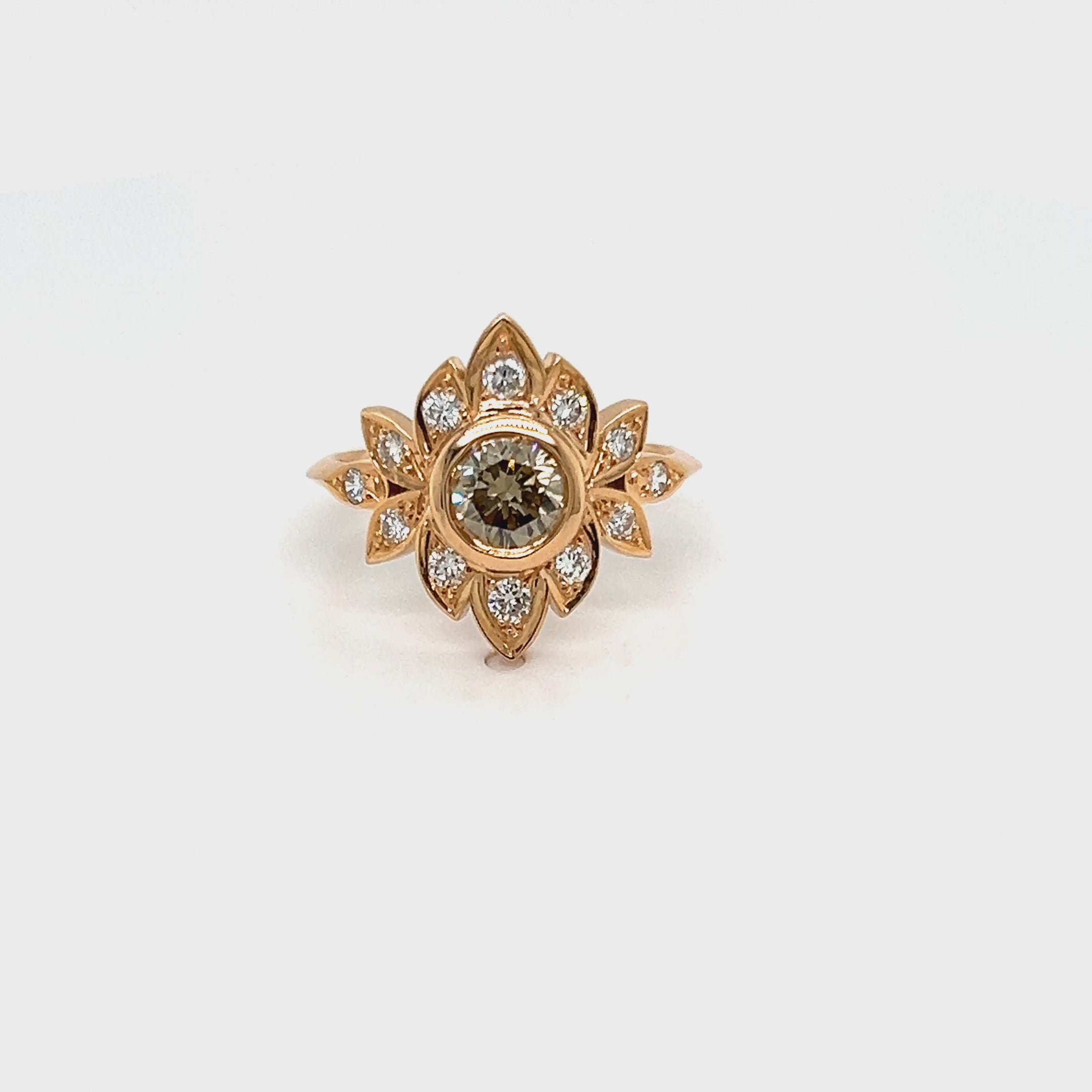 18ct Rose Gold Champagne Diamond Ring