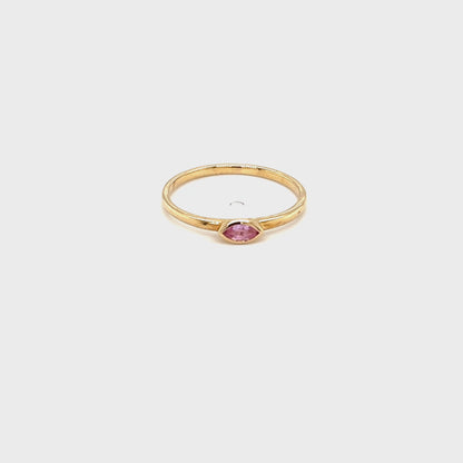 9ct Yellow Gold Ring with Marquise-Cut Pink Sapphire