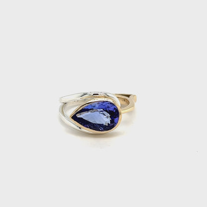 9ct Yellow Gold & Platinum Mix Silver Tanzanite Ring